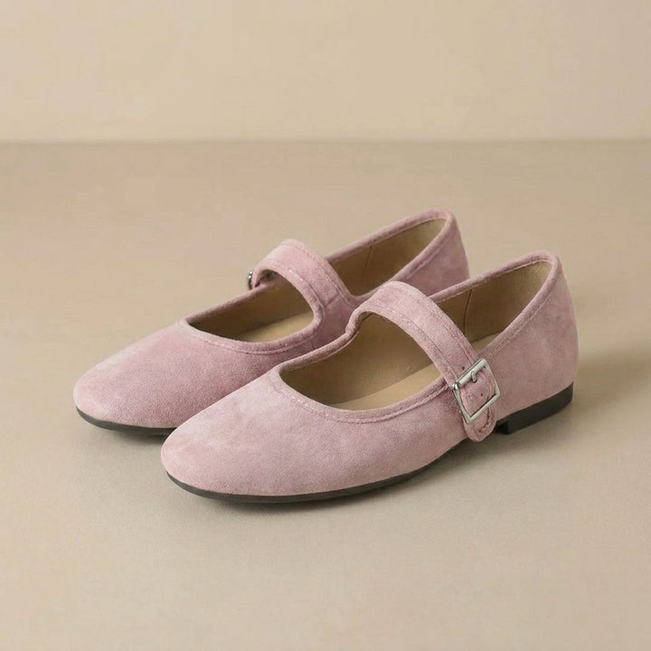 Classic Mary Jane Flats with Adjustable Buckle and Cutout Sides