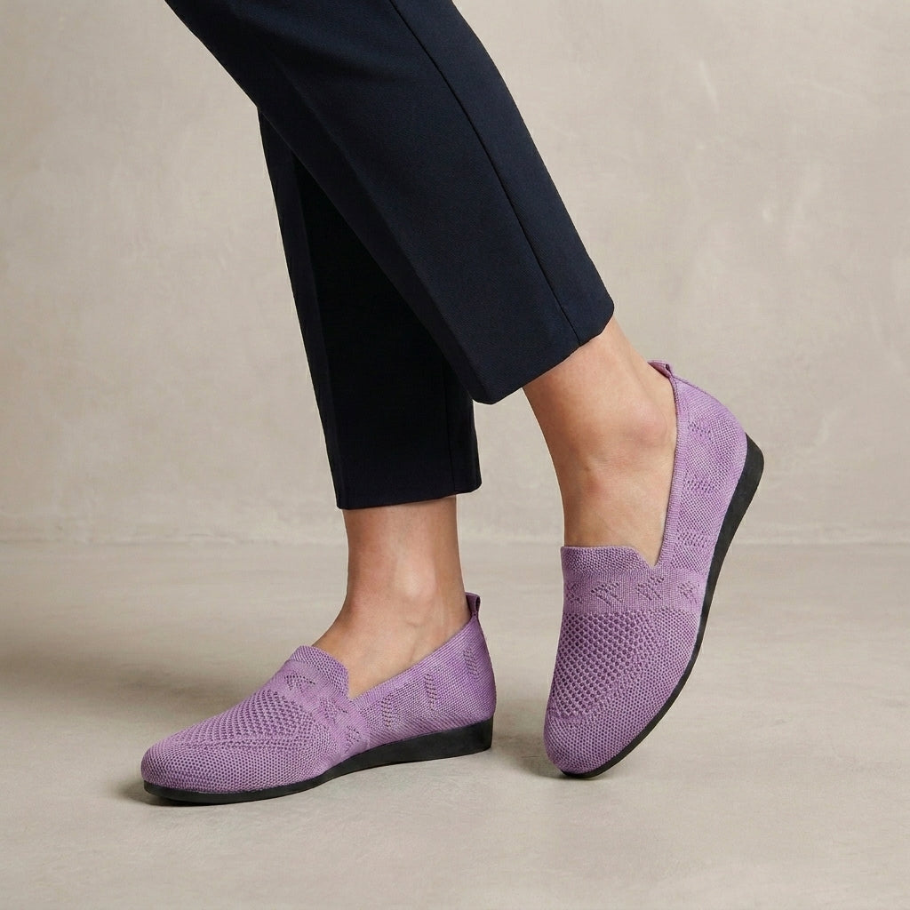 Breathable Slip On Flats with Textured Knit Design and Flexible Sole