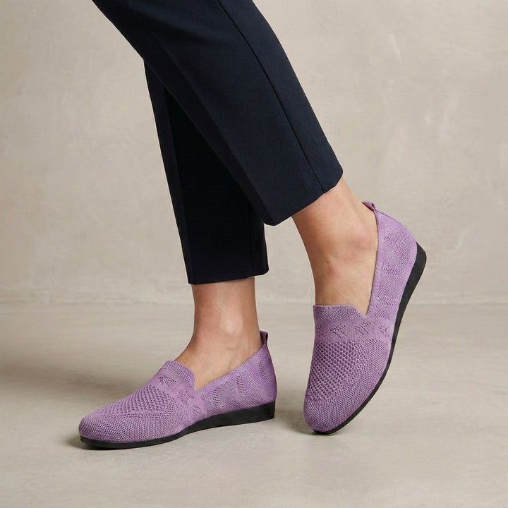 Breathable Slip On Flats with Textured Knit Design and Flexible Sole