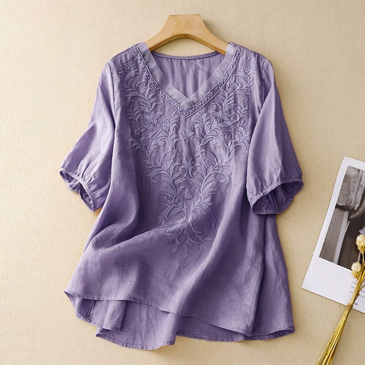Relaxed Embroidered Tunic Blouse