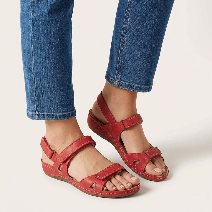 Elevated Orthopedic Leather-Like Sandals with Adjustable Straps and Supportive Sole