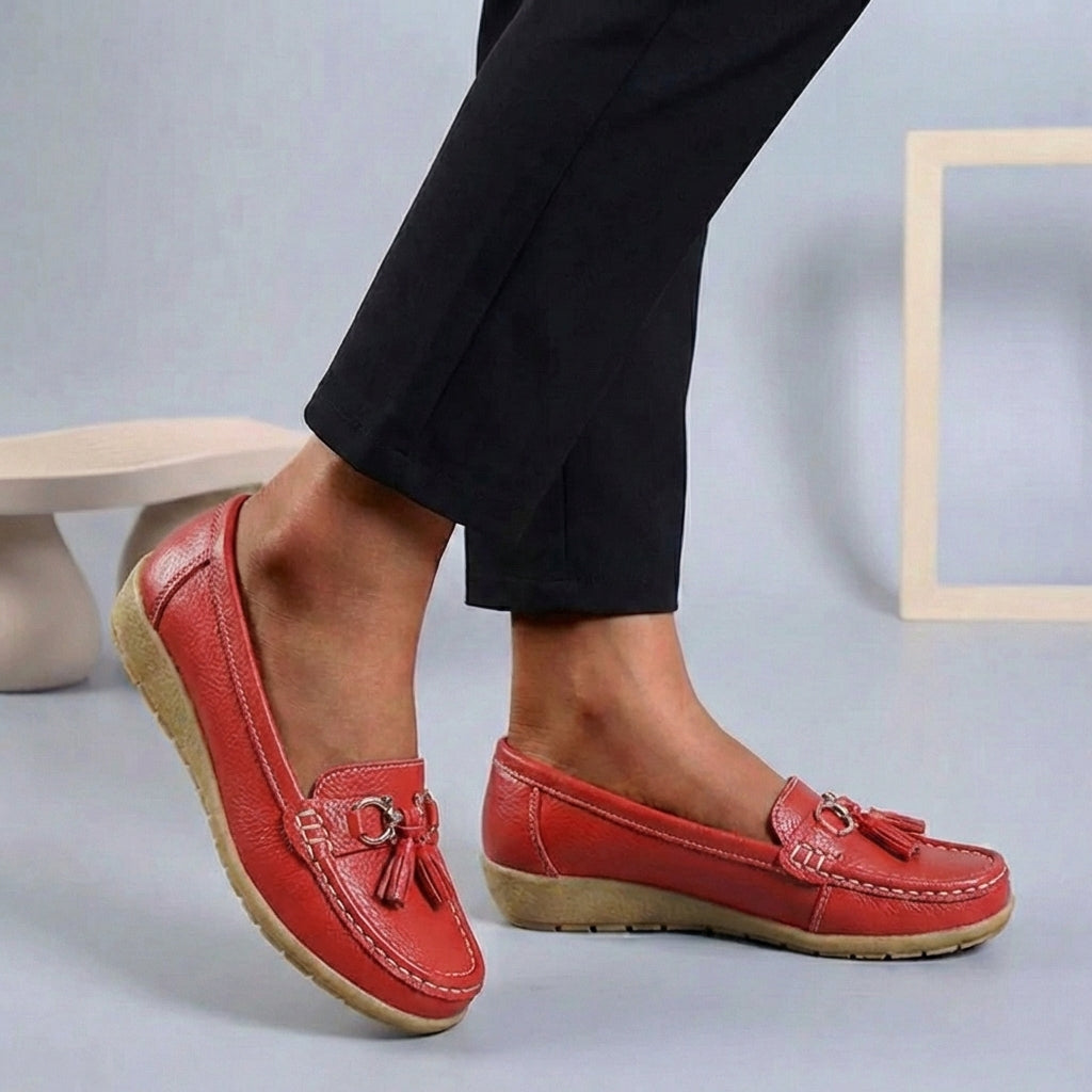 Comfort Loafers with Tassel Detail and Contrast Stitching