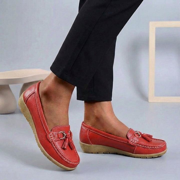 Comfort Loafers with Tassel Detail and Contrast Stitching