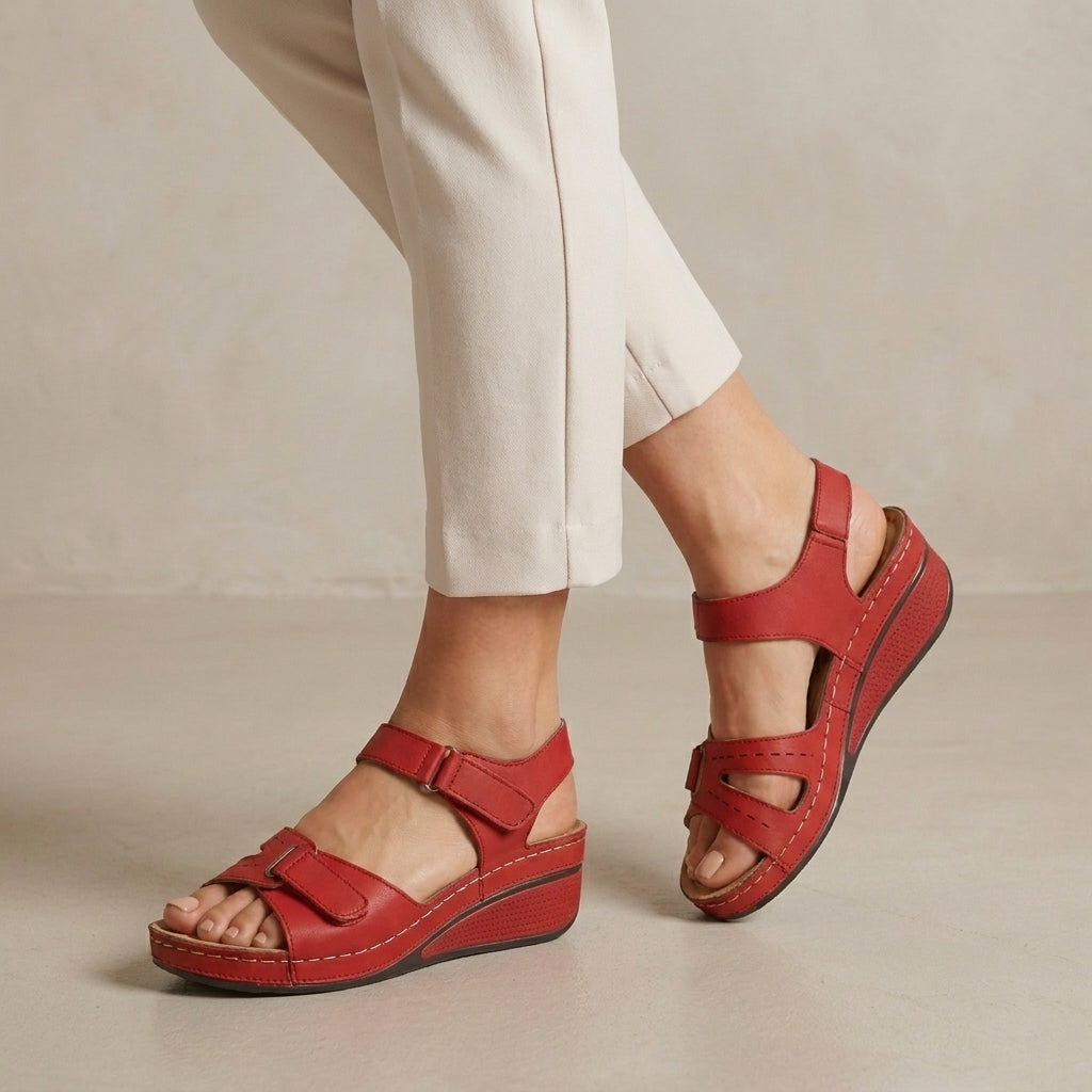 Orthopedic Wedge Sandals with Adjustable Straps and Open Toe Design