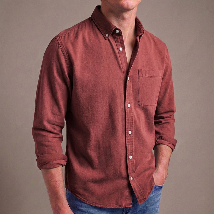 Cavell Tailored Button-Down Shirt with Classic Collar and Pocket
