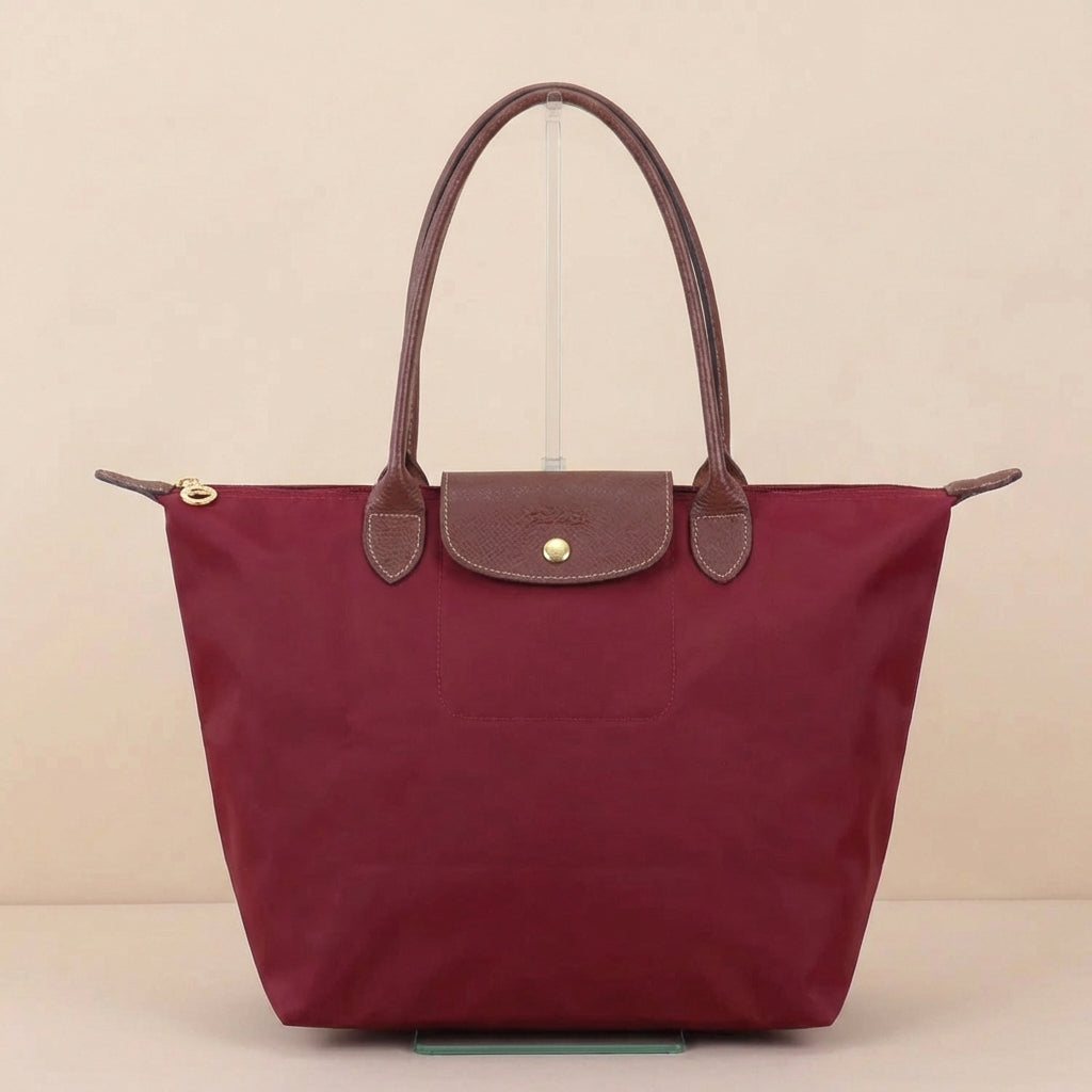 Classic Tote Bag with Leather Trim and Structured Shoulder Straps