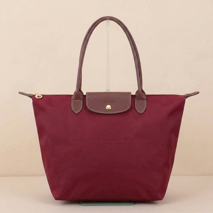 Classic Tote Bag with Leather Trim and Structured Shoulder Straps