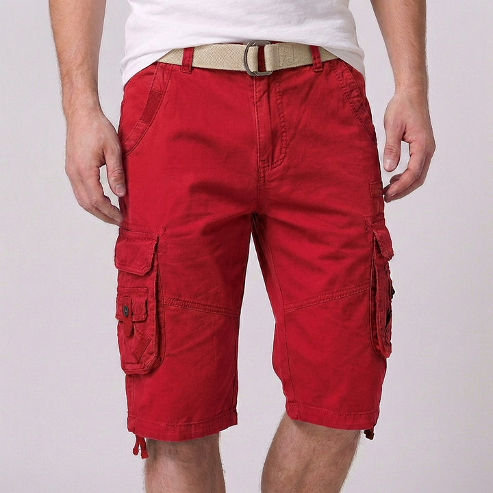 Relaxed Cargo Shorts with Adjustable Belt and Multi-Pocket Detail