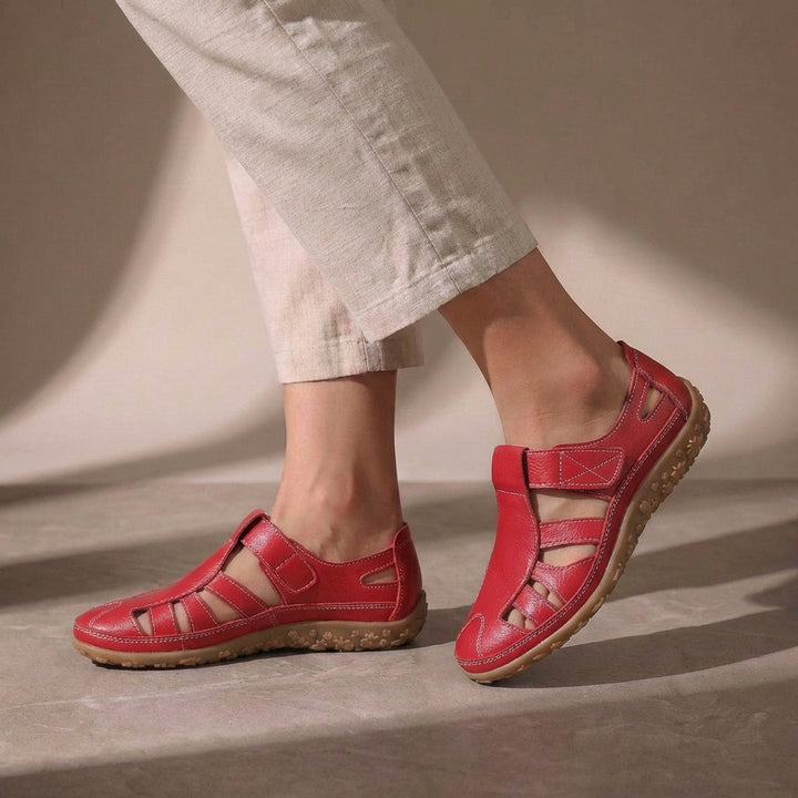 Cutout Orthopedic Flats with Hook and Loop Strap Closure