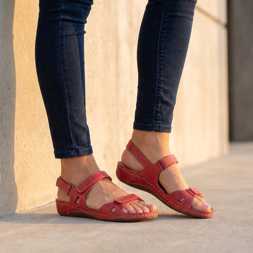 Open-Toe Sandals with Adjustable Straps and Contoured Footbed