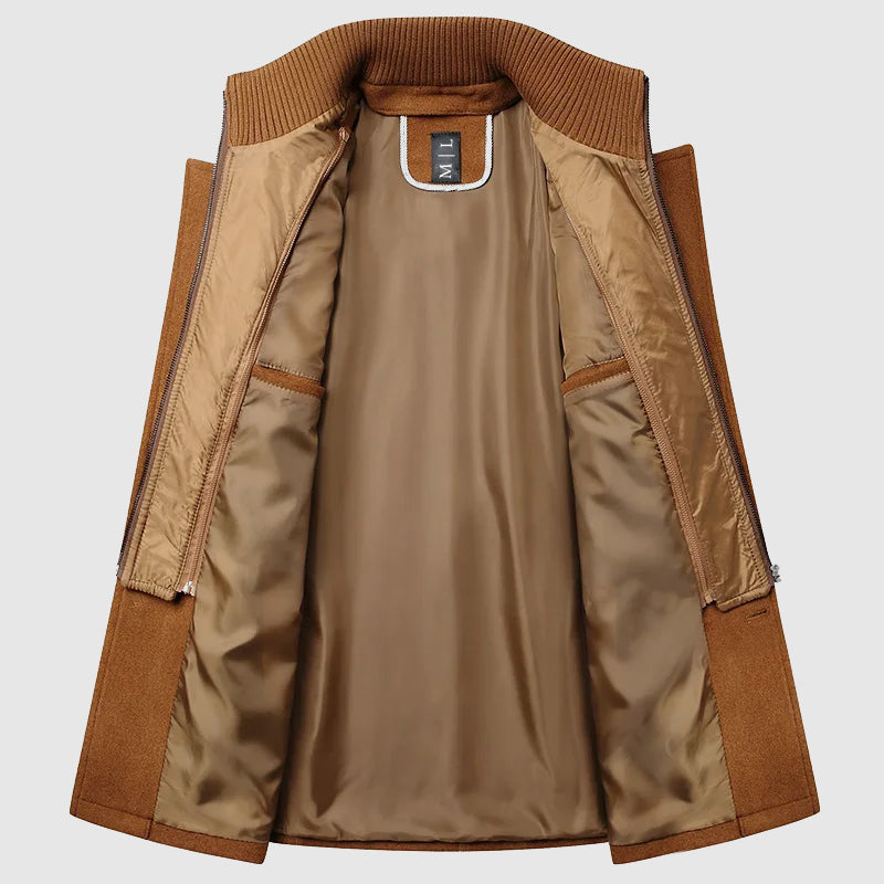 Arthur Slim Fit Topcoat | Button Front Epaulet Coat