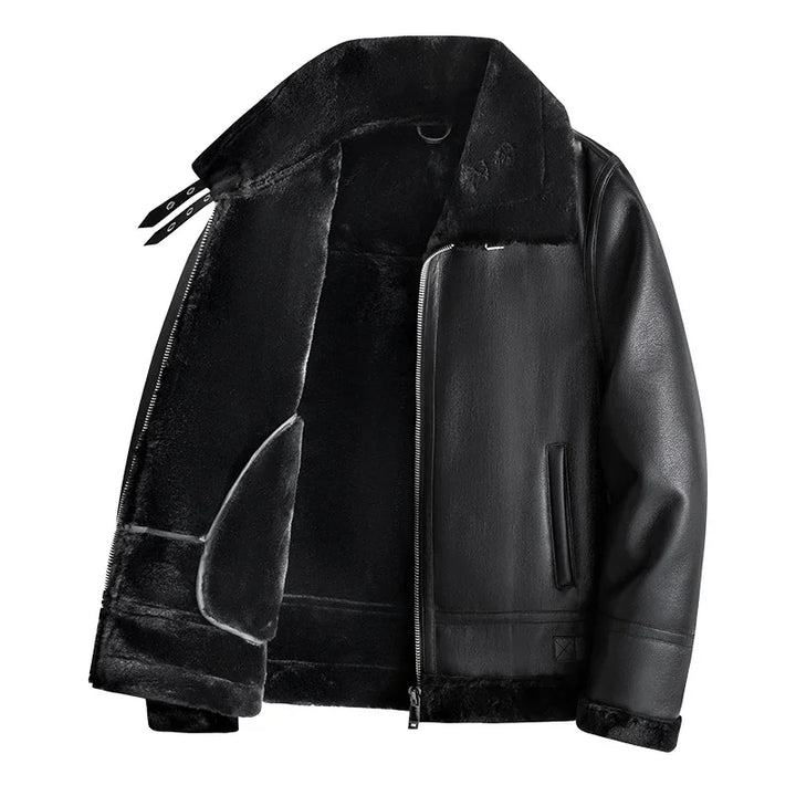 Sherpa-Lined Aviator Jacket