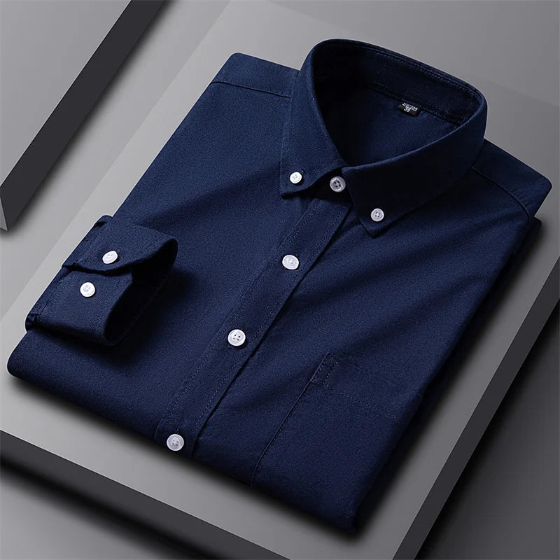 Tailored Button Down Shirt with Refined Vertical Stripe Pattern