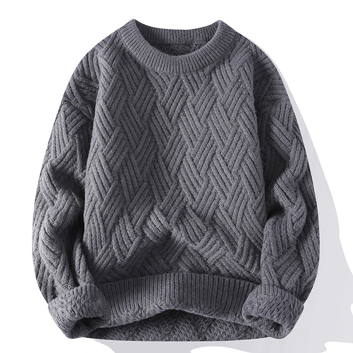 Freddie Relaxed Fit Sweater | Geometric Ribbed Hip-Length Sweater