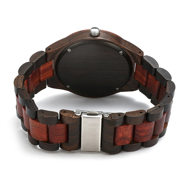 Theodore Wooden Analog Watch | Link Bracelet Round Face Analog Watch