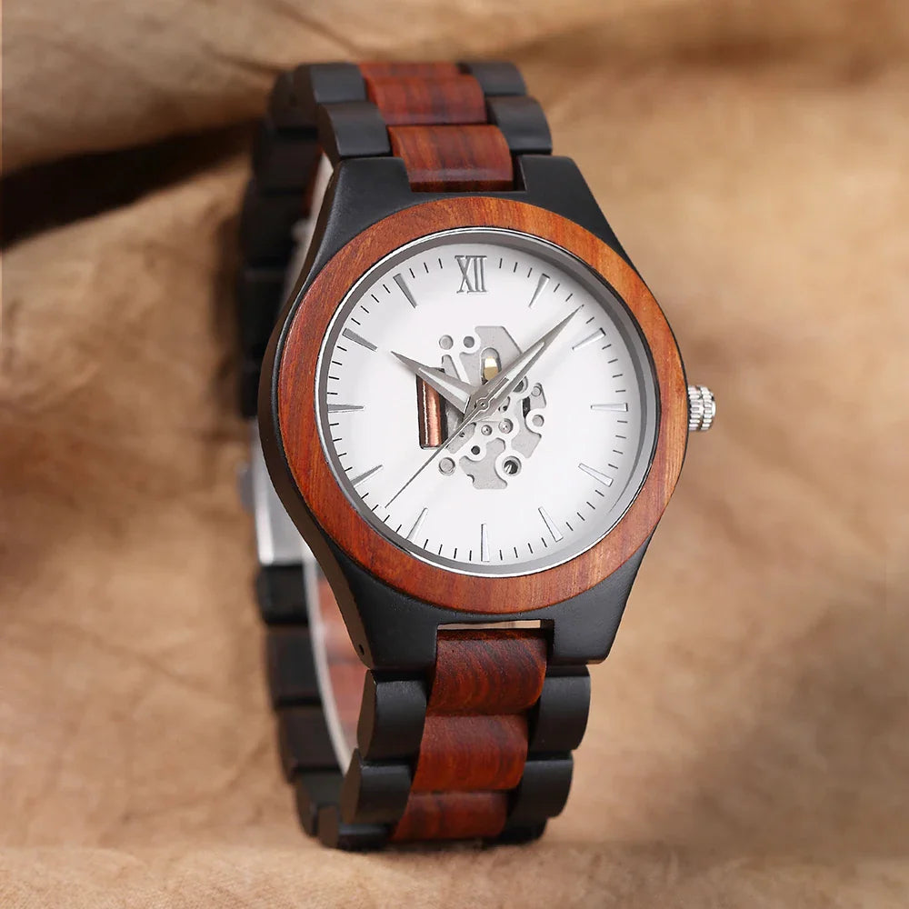 Theodore Wooden Analog Watch | Link Bracelet Round Face Analog Watch