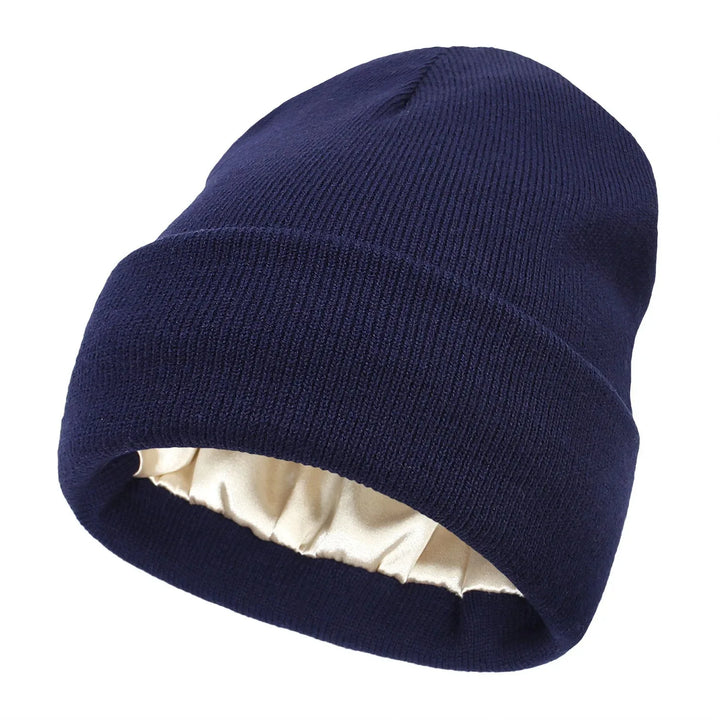 Isla Fitted Beanie | Ribbed Cuffed Satin-Lined Beanie