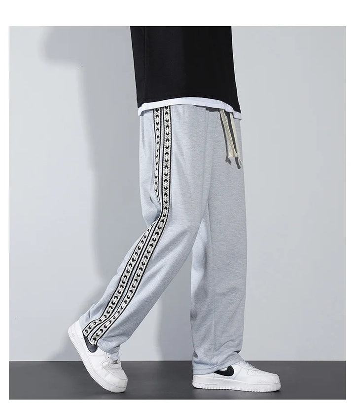 George Relaxed Fit Track Pants | Striped Drawstring Track Pants