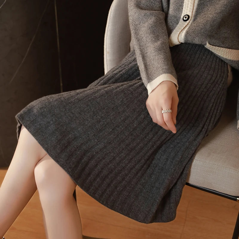 Knitted Brushed Wool Skirt