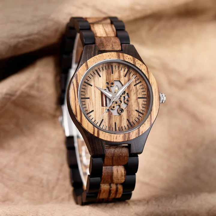 Theodore Wooden Analog Watch | Link Bracelet Round Face Analog Watch