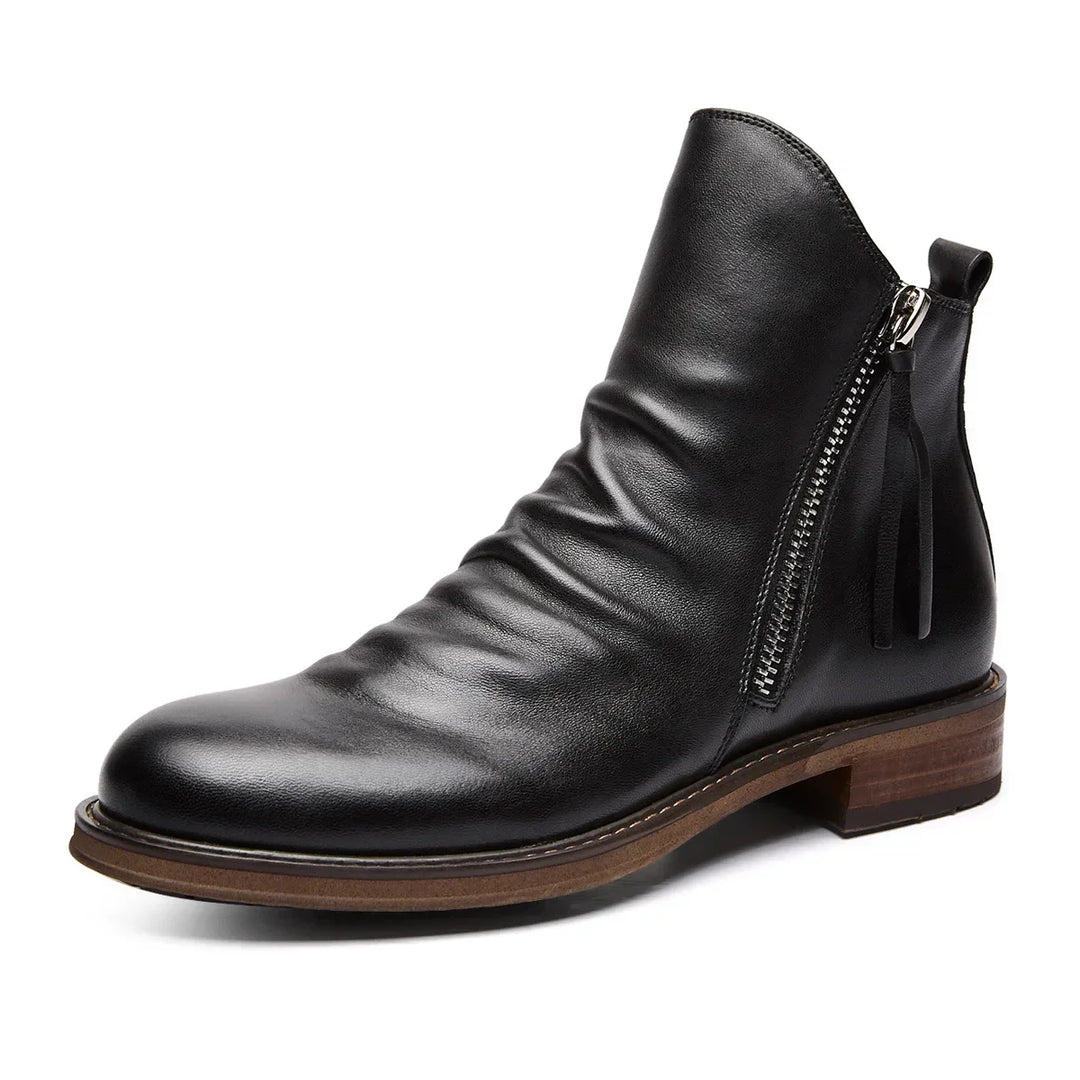 Sebastian Ankle-Length Boots | Ruched Burnished Toe Boots