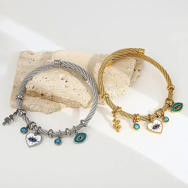 Isla Charm Cuff Bracelet | Twisted Band Charm Embellished Bracelet