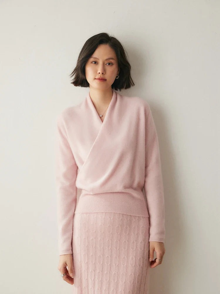 Isla Wool Wrap Sweater | V-Neck Long Sleeve Sweater
