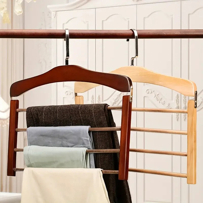 Contemporary Walnut Wood Multi-Bar Pant Hanger
