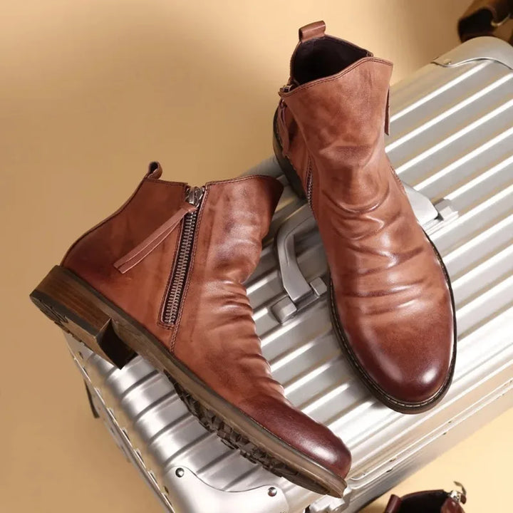 Sebastian Ankle-Length Boots | Ruched Burnished Toe Boots