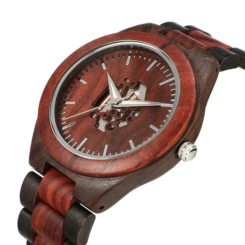 Theodore Wooden Analog Watch | Link Bracelet Round Face Analog Watch