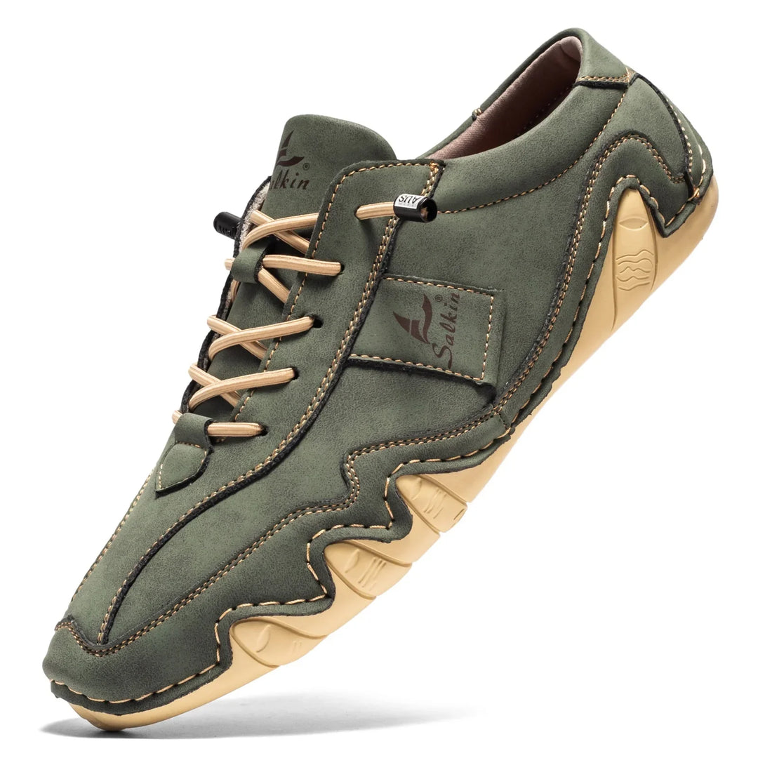 Oscar Low-Top Lace-Up Shoes | Contrast Stitching Ankle-Height Lace-Up Shoes
