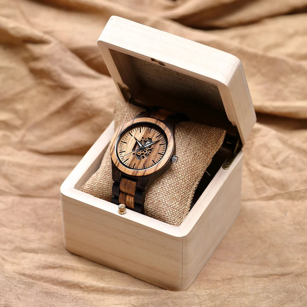 Theodore Wooden Analog Watch | Link Bracelet Round Face Analog Watch
