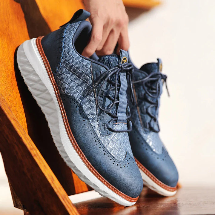 Oliver Low-Top Oxford Sneakers | Brogue Detailing Basketweave Sneakers