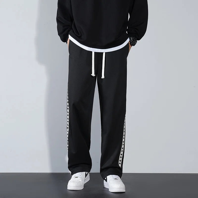 George Relaxed Fit Track Pants | Striped Drawstring Track Pants