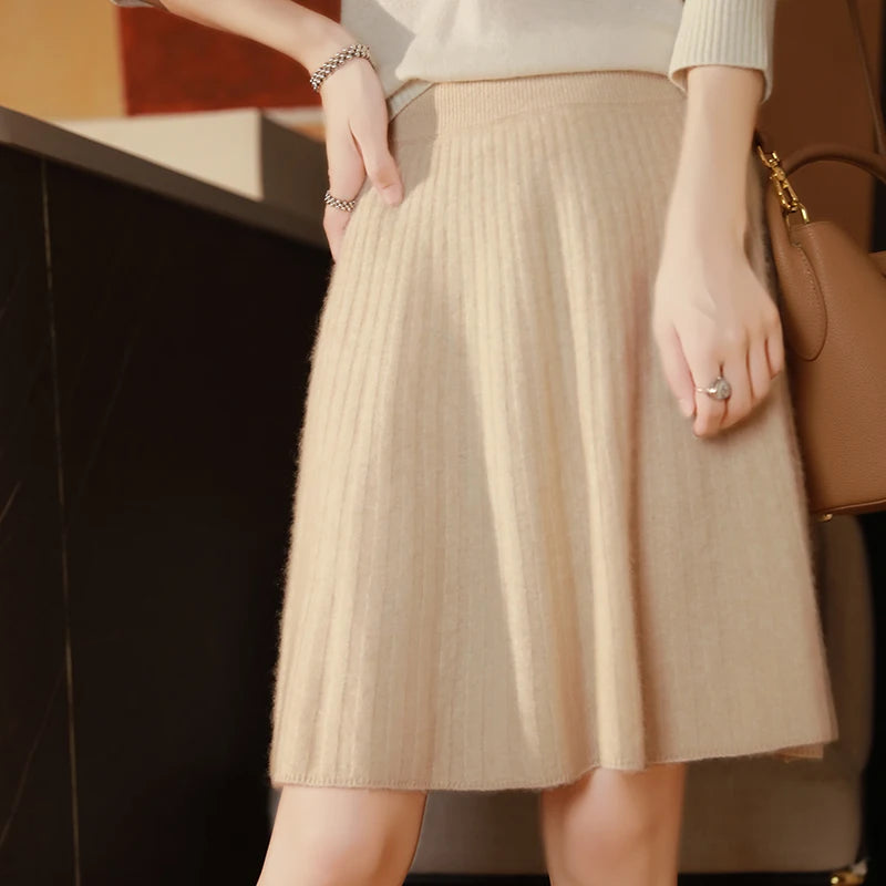 Knitted Brushed Wool Skirt