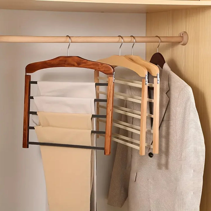 Contemporary Walnut Wood Multi-Bar Pant Hanger