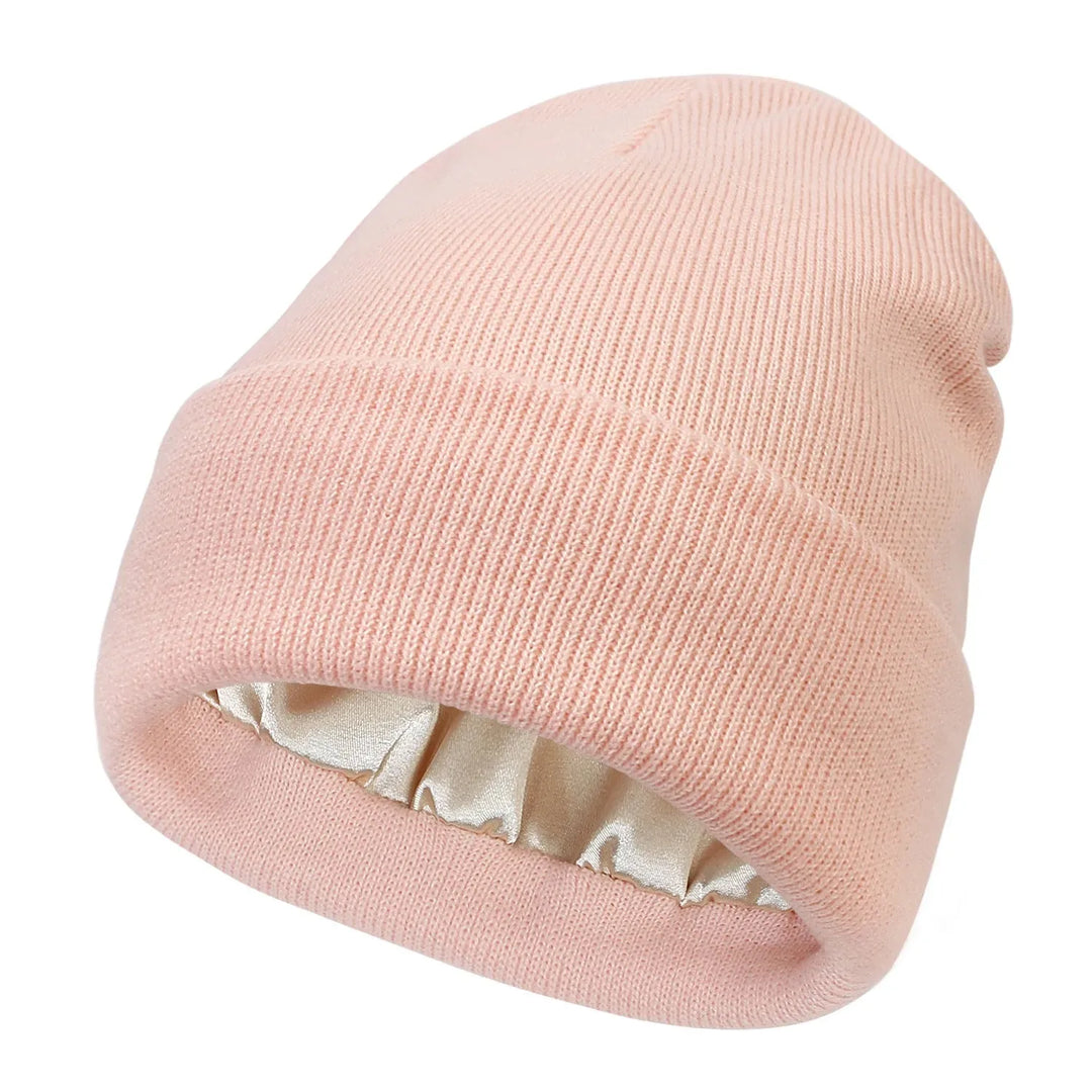 Isla Fitted Beanie | Ribbed Cuffed Satin-Lined Beanie