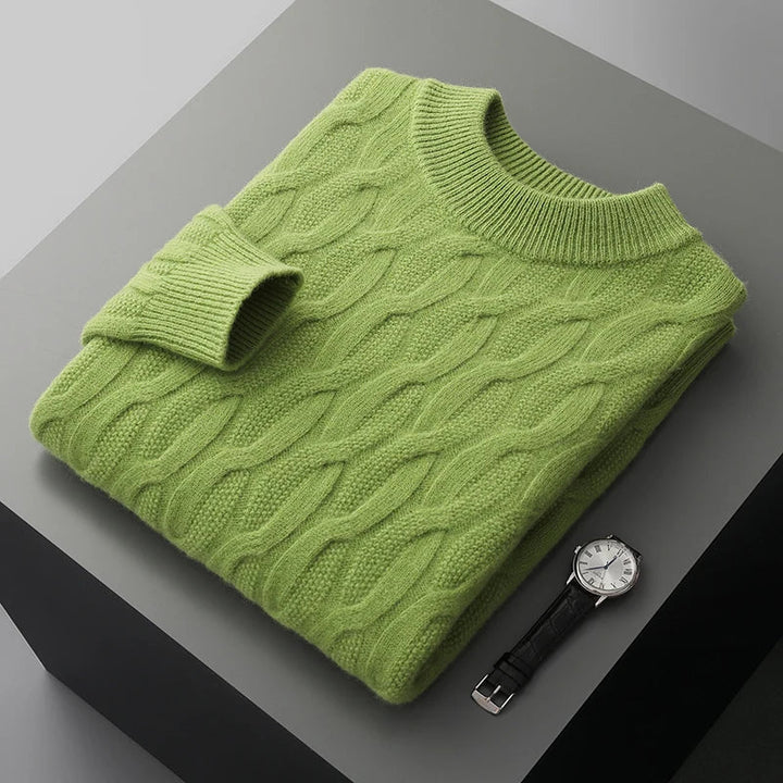 Arthur Cable Knit Mock Neck Sweater | Ribbed Long Sleeve Sweater