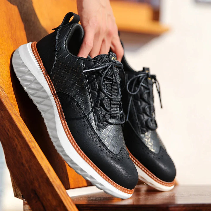 Oliver Low-Top Oxford Sneakers | Brogue Detailing Basketweave Sneakers