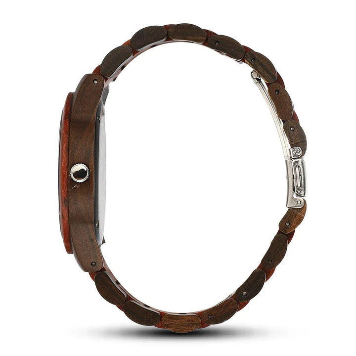 Theodore Wooden Analog Watch | Link Bracelet Round Face Analog Watch