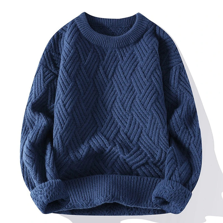 Freddie Relaxed Fit Sweater | Geometric Ribbed Hip-Length Sweater