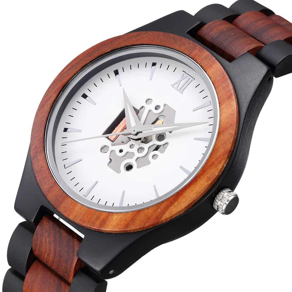 Theodore Wooden Analog Watch | Link Bracelet Round Face Analog Watch