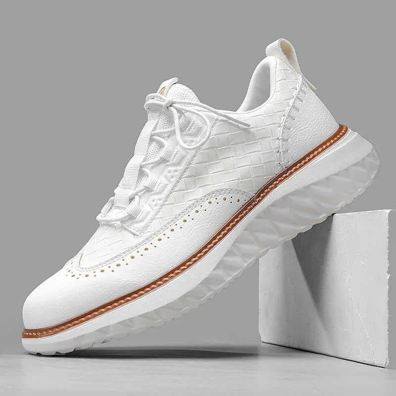 Oliver Low-Top Oxford Sneakers | Brogue Detailing Basketweave Sneakers