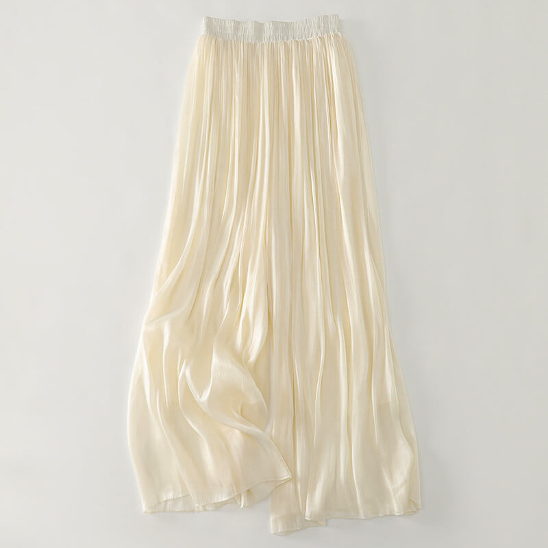 Flowing Wide Leg Trousers with Soft Pleated Draped Silhouette