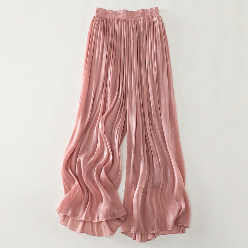 Flowing Wide Leg Trousers with Soft Pleated Draped Silhouette