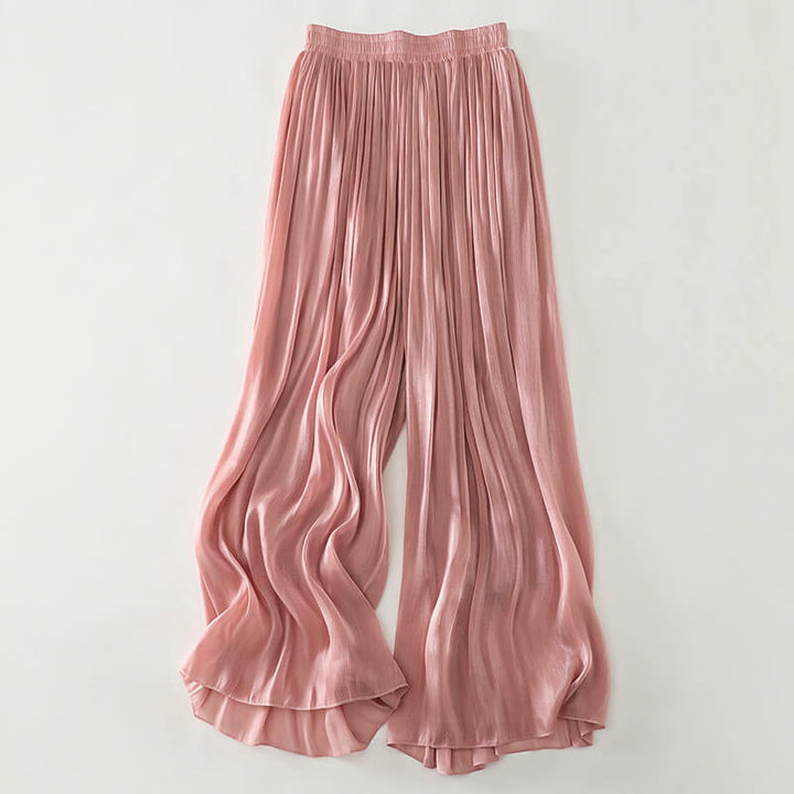 Flowing Wide Leg Trousers with Soft Pleated Draped Silhouette