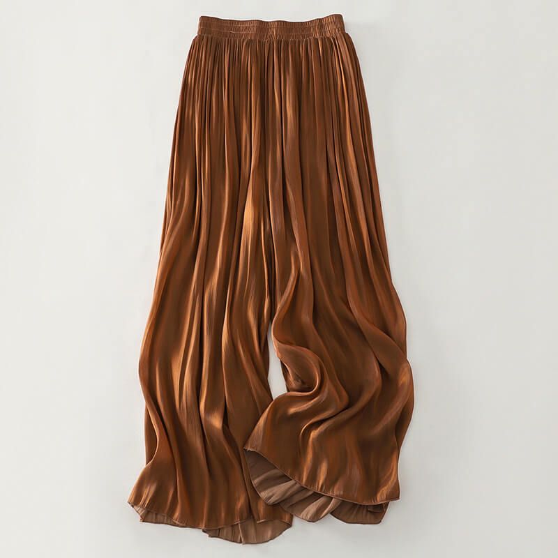 Flowing Wide Leg Trousers with Soft Pleated Draped Silhouette