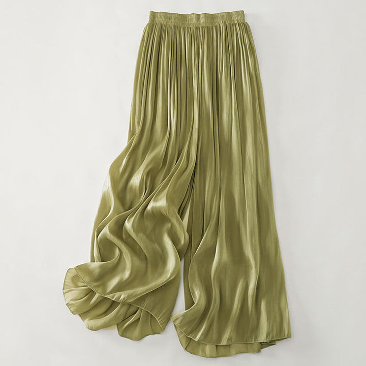 Flowing Wide Leg Trousers with Soft Pleated Draped Silhouette