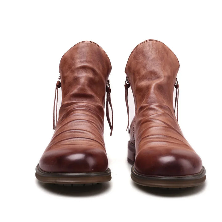 Sebastian Ankle-Length Boots | Ruched Burnished Toe Boots
