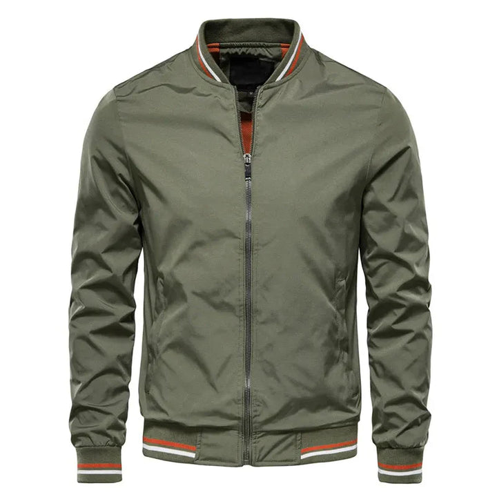 Freddie Regular Fit Bomber Jacket | Ribbed Trim Striped Trim Bomber Jacket